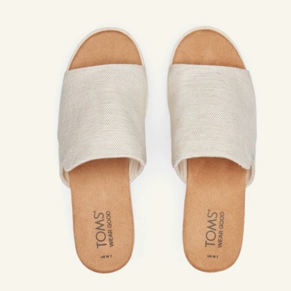 Toms Beige Diana Mules.  Size 10.  Worn once.  Like new.